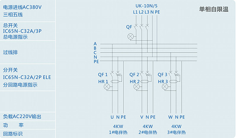 電伴熱配電控制系統(tǒng)單相自限溫