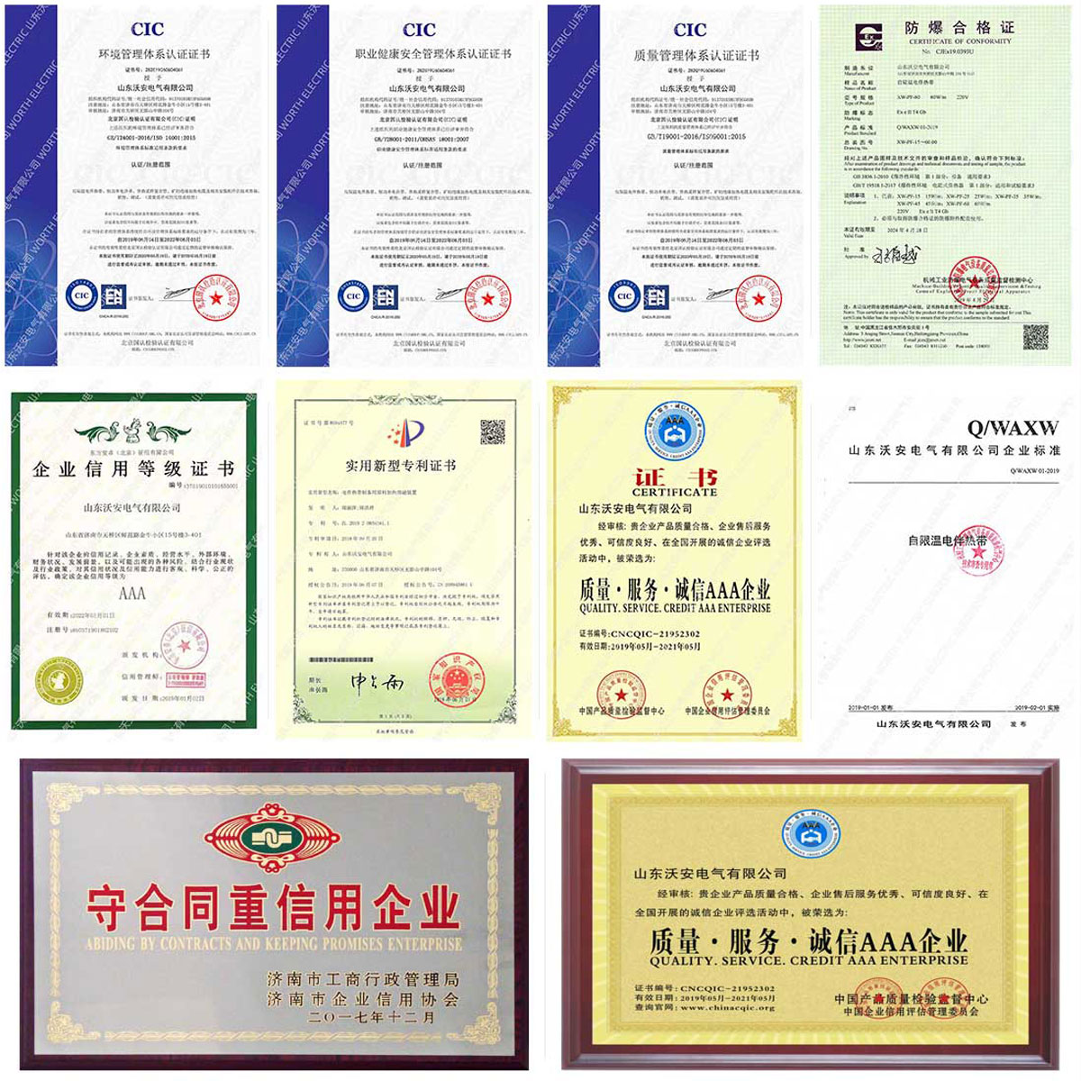 電伴熱榮譽資質證書